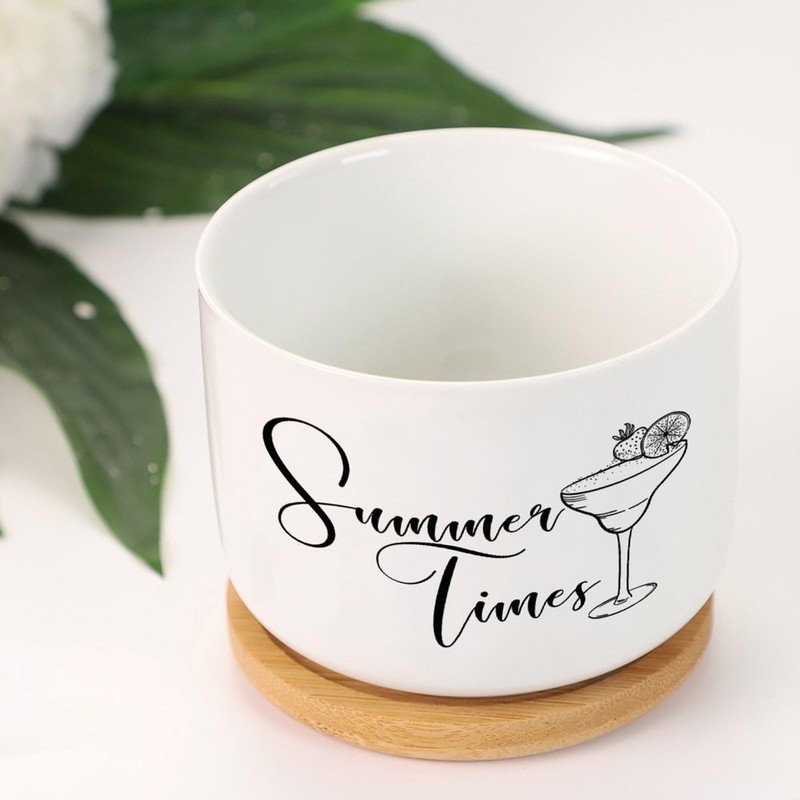 DecStic Summer Times Ceramic Planter Bible Verse Pots for Plants