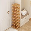 YYW Shoe Rack, Foldable Bamboo Shoes Shelf, Freestanding Shoe Storage