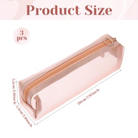 3Pcs Mesh Makeup Brush Bag Portable Travel Cosmetic Pouches Small Makeup Pouch with Zipper Clear Makeups Bags Square Cosmetic Bags for Travel Home Office Purse Lipstick Earphone Keys Organizer