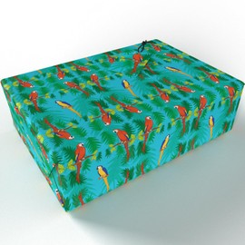 Luxury ECO Gift Wrap - 6 sheets/tags - Red Parrots - Birthday - Recycled & Recyclable Wrapping Paper - Re-wrapped