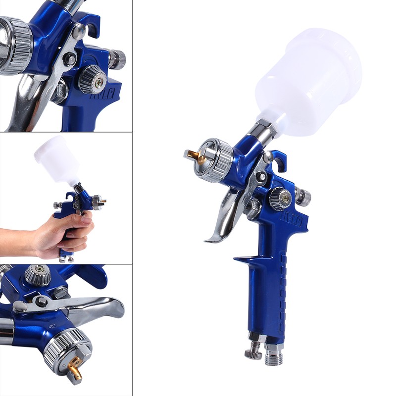 Blue Gravity Feed HVLP Mini Air Paint Spray Gun Low