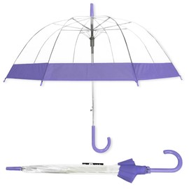 Parquet Clear Bubble Umbrella with Windproof Dome - Transparent Umbrella for Adults - Purple