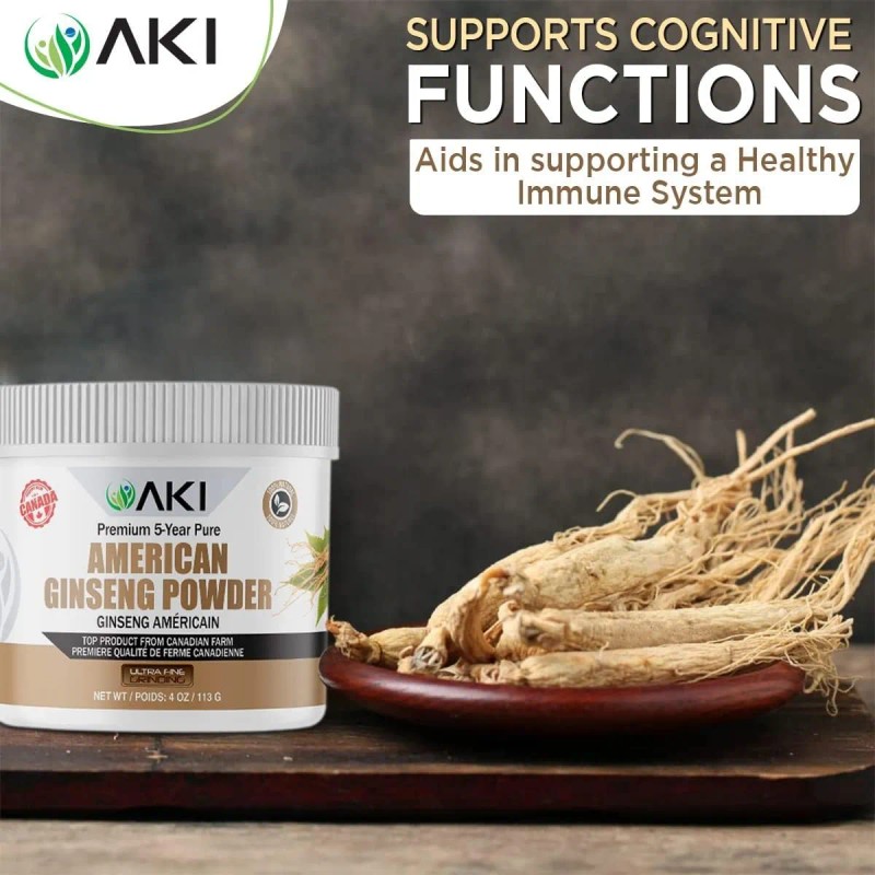 Aki Polvo Ginseng Americano Premium 4% Ginsenósidos 4oz