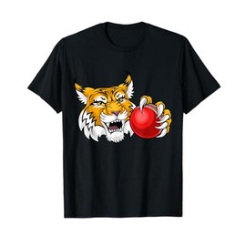 Wildcat Bobcat Lynx Cricket Ball Cartoon Character Men Women Kids T-Shirt