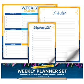 SOL Weekly Planner Set Includes Weekly Planner Pad, To-do List & Shopping List for Organised & Efficient Daily Planning, Week Planner for Home, School & Office, Meal Daily Planner, Weekly Food Planner