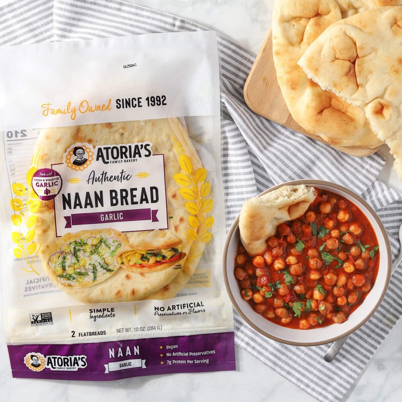 Atoria's Family Bakery Garlic Naan Flatbread 8 Pack | 16