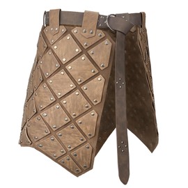 HiiFeuer Medieval Faux Leather 3PCs Waist Armor with Belt, Middle Ages Cosplay Thigh Armor, Mercenary&Knights Skirt Armor (Brown A)