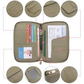 WASON Leather Zipper Travel Passport Wallet Holder RFID Blocking Cover, Passport case Pocket Slot for Card, Cash, ID, Boarding Pass and Ticket for Men, Women and Family Trips (Green)