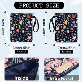 craspire Flower Book Covers, Book Protector, Floral Book Covers for Paperback, Washable Fabric Book Cover with Zip and Additional Sleeve Pocket for Book Lovers, Classmates, Friends