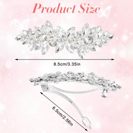 Wonderful Rhinestone Hair Clip Crystal Flower Bridal Hair Clip Bridal Hair Accessories Duckbill Hair Barrettes Thick Long Short Hair for Wedding & Part Brides Bridesmaids Flower Girls -Silver