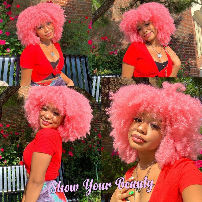 Curly Afro Wigs for Black Women Curly Wig with Bangs