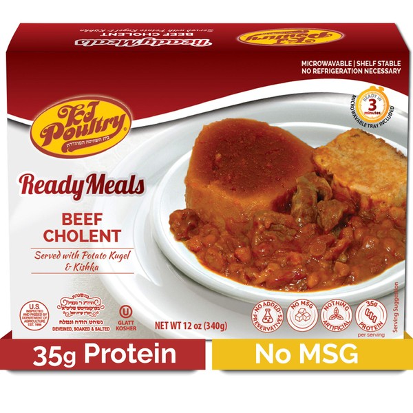 Kosher MRE Meat Meals Ready to Eat, Beef Cholent & Kugel (1 Pack) - Prepared Shabbos Food Fully Cooked, Shelf Stable Microwave Dinner – Travel, Military, Camping, Emergency Survival Protein Supply