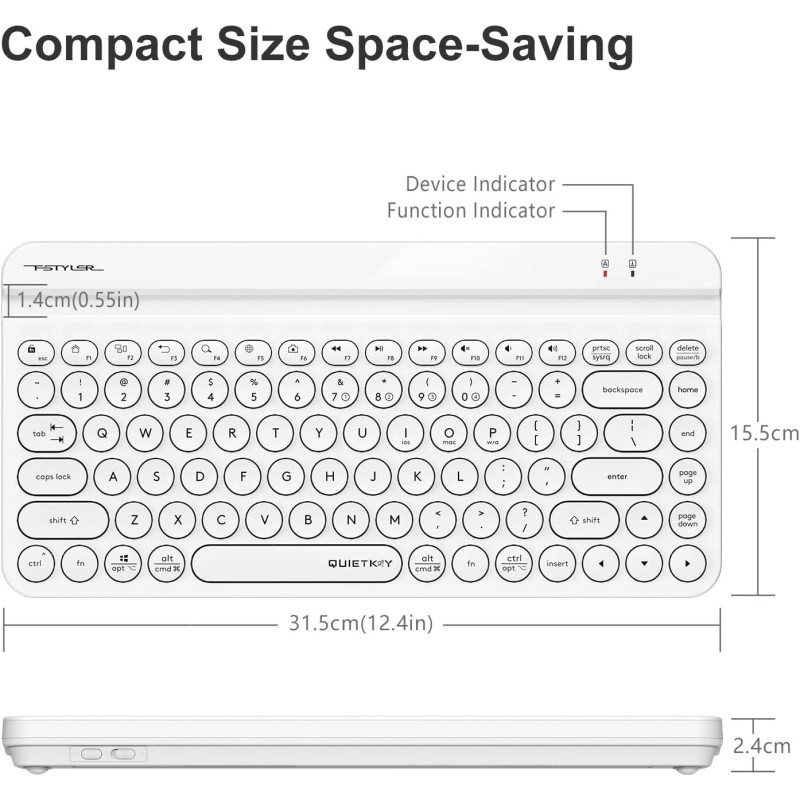 A4tech FBK30 Multi-Device QuietKey Dual Wireless Keyboard, 2.4G and Bluetooth