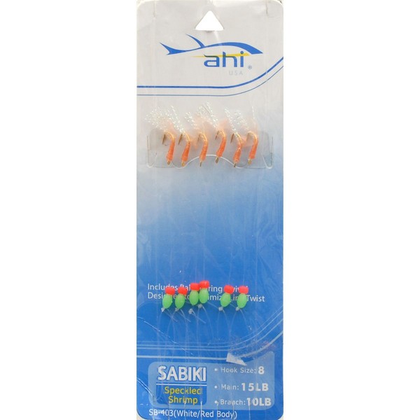 Ahi SB-403 Sabiki Speckled Shrimp Rig, Size 8, Red Finish