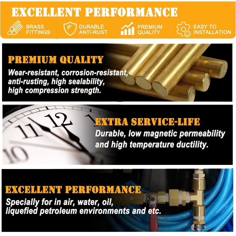 CAMNWAMN 66 PCS NPT Brass Pipe Fittings Assortment Kit, NPT