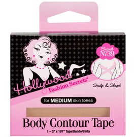 Hollywood Fashion Secrets Body Contour Tape, Medium, Skin-Safe Breast Lift & Shaping, Adhesive Cloth Strips, 197" Long Roll