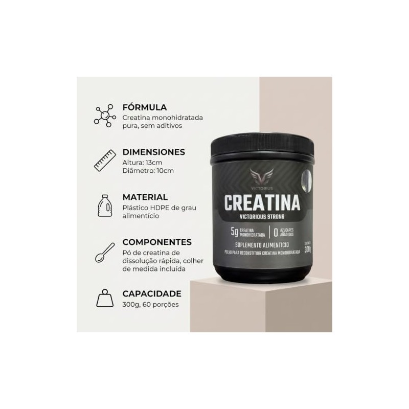 Creatina Monohidratada Natural Inamyc en Polvo 300 g Suplemento |