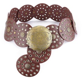 XuoAz Women Wide-Disc-Western-Belt Boho-Concho-Belt Cowgirl Cowboy Chunky Belts for Jeans Dress