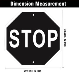 HEIOKEY Classic Black STOP Road Sign 12"x 12" STOP Street Slow Warning Sign, Stop Signage Aluminum Traffic Sign for Home, Garage, Bar, Studios, Teen Rooms Decor, Indoor & Outdoor Use