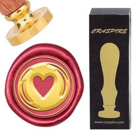 CRASPIRE Heart Wax Seal Stamp 25mm Round Removable Brass Head Vintage Sealing Wax Stamp with Rosewood Handle for Wedding Valentine's Day Birthday Envelopes Invitations Gift Packing DIY Scrapbooking