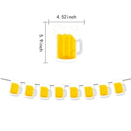 DIADARL Beer Birthday Banner Beer Mug Pennant Banner Beer Mugs Happy Birthday Decorations for Men Women Pre-Strung Happy Birthday Banner