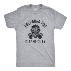 Mens Prepared for Diaper Duty T Shirt Funny Fathers Day Parenting Dad Baby Novelty Tee Funny T Shirts Dad Joke Apparel for Men Cool Funny Adult Humor Short Light Grey M