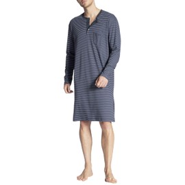 CALIDA Relax Streamline Men's 100% Cotton Button Down Nightdress, Dark Sapphire