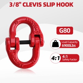 NORJIN Clevis Slip Hook & Chain Connector Link, G80 Alloy Steel Hammerlock Coupling Link and Tow Trailer Safety Hook (3/8 Inch)