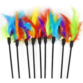 Zhuluck 1Pc Colorful Pet Teaser Wand, Interactive Teaser Stick Teaser Toy Wand Interactive Teaser Wand Funny for Stick Catcher Wand Pet Interactive Cats Kitten Cat Feather Feather Toy