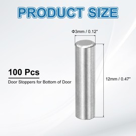 PATIKIL Metal Dowel Pins 3x12 Mm, 100 Pcs 304 Stainless Steel Shelf Support Peg Fasten Elements for Bookshelf Shelves Cabinet Closet Fixing Component Position, Silver