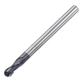 sourcing map Ball Nose End Mill 2mm Tip Radius Solid Carbide AlTiSin Coated CNC Router Bits 2 Flute Spiral Milling Cutter HRC45 with 4mm Shank 50mm (2-inch) Length