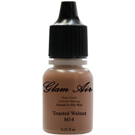 Airbrush Makeup Foundation Matte Finish M14 Toasted Walnut Water-based Makeup Long Lasting All Day Without Smearing Running, Fading or Caking 0.25 Oz Bottle By Glam Air by Glamair
