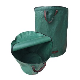 Garden Waste Bag 120 L x 2 with Lid, Garden Bag, Leaf Bag, Garden Bags, Green Waste, Waterproof, Foldable, Reusable, Container for Garden Waste, Grass Bag with Handles for Grass, Leaves, Hedge Garden