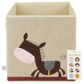 Bieco Children's Storage Box - Cute Donkey Toy Box Foldable - 33 x 33 x 33 cm - Ideal for Kallax Shelf - Boxes Storage Children's Room - Cuddly Toy Zoo Storage Box for Children