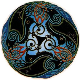 Morrigan Celtic Ravens - Window Sticker/Decal (4.5" X 4.5") Circular Translucent