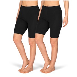 SES Women's Cycling Shorts Pack of 2 32-58 Cotton Comfortable Women's Cycling Shorts Cotton with Perfect Fit Suitable as Cycling Shorts Women's Short for Dress, black