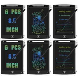 6 PCS Kids Tablet Drawing Tablet, LCD Writing Tablet 8.5" Reusable Doodle Board Kids Return Gifts for Birthday Party Favors, Writing Drawing Tablet for Classroom Travel Toys Gifts for Kids 3-8 (Black)
