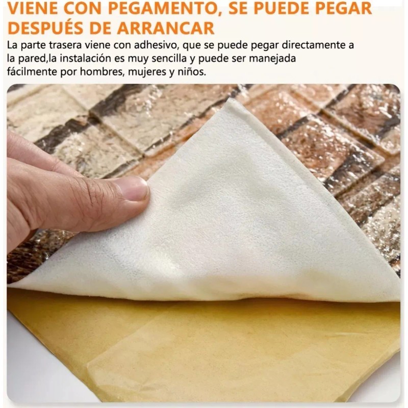 LH_Decor 15 Papel Tapiz Ladrillo 3d Panel Pared Azulejo Autoadherible