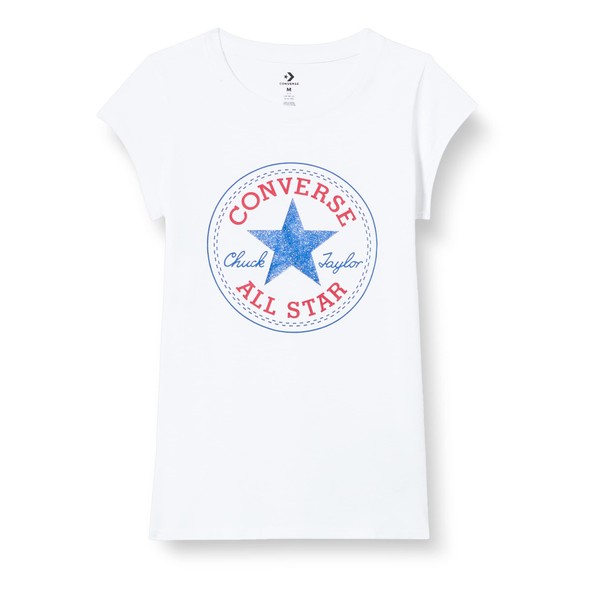 Converse T- Shirt à Manches Courtes pour Enfant Timeless Chuck Patch Blanc, 10 años Mixte bébé