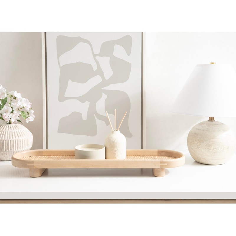 Kate and Laurel Planche Decorative Capsule Woven Tray with Solid