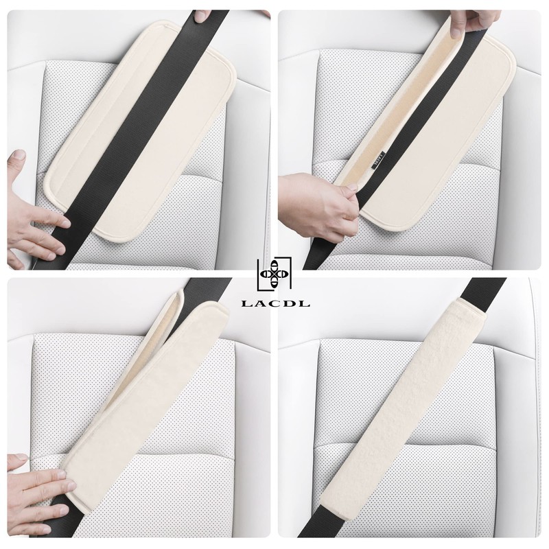 LACDL Extra Long Seatbelt Covers Super Soft Furry for Adults
