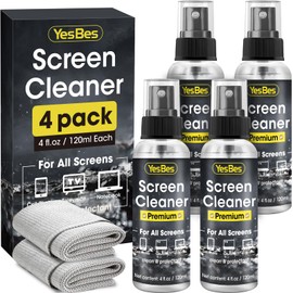 Screen Cleaner Spray 16oz (4oz x 4 Pack) - TV & Computer Screen Cleaner with 2 Microfiber Cloths for Multiple Devices