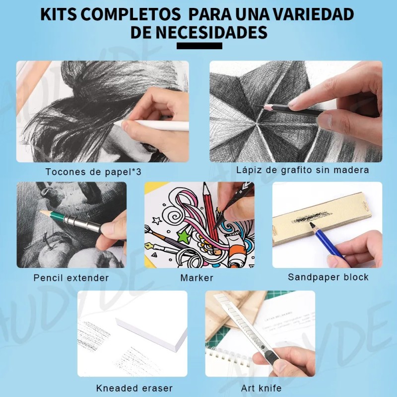 Set De Arte Profesional 145 Lápices Colores Dibujo Kit