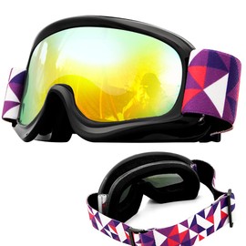 Tyuodna Kid Ski Goggles, 100% UV Protection Anti-fog Skiing Snowboard Goggles, Skiing Snowboarding Goggles of Dual Lens for 3-12 Years Boys and Girls, for Cycling Riding/Climbing/Skiing (Black)