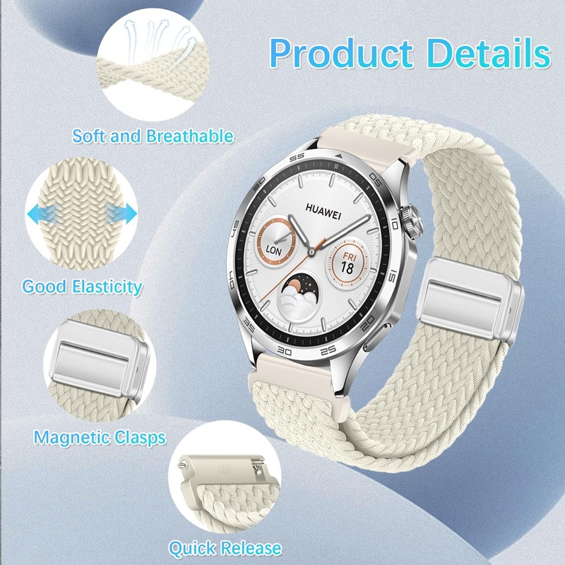 RanBluu 20 mm 22 mm Nylon Bracelet, Braided Replacement Strap,
