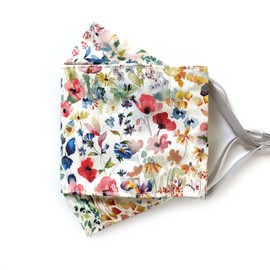 Liberty London Face Mask - Origami/3D Structured - Watercolor Wildflowers cloth face mask - Soft Cotton - Handcrafted-Washable Cloth-Liberty London Fabric-Nose Strip-Filter Pocket - Love the Mask