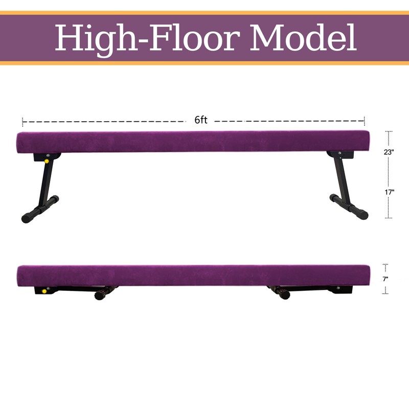 GBVUGY Adjustable&Foldable Gymnastics Balance Beam,6FT High-Low Level Floor Gymnastic Beam,No