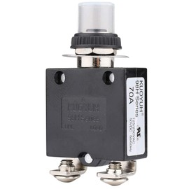 Clyxgs Thermal Circuit Breaker, 70A 125/250V AC 32V DC, Push Button Reset, Overload Protection with Quick Connect Terminals and Waterproof Button Cover