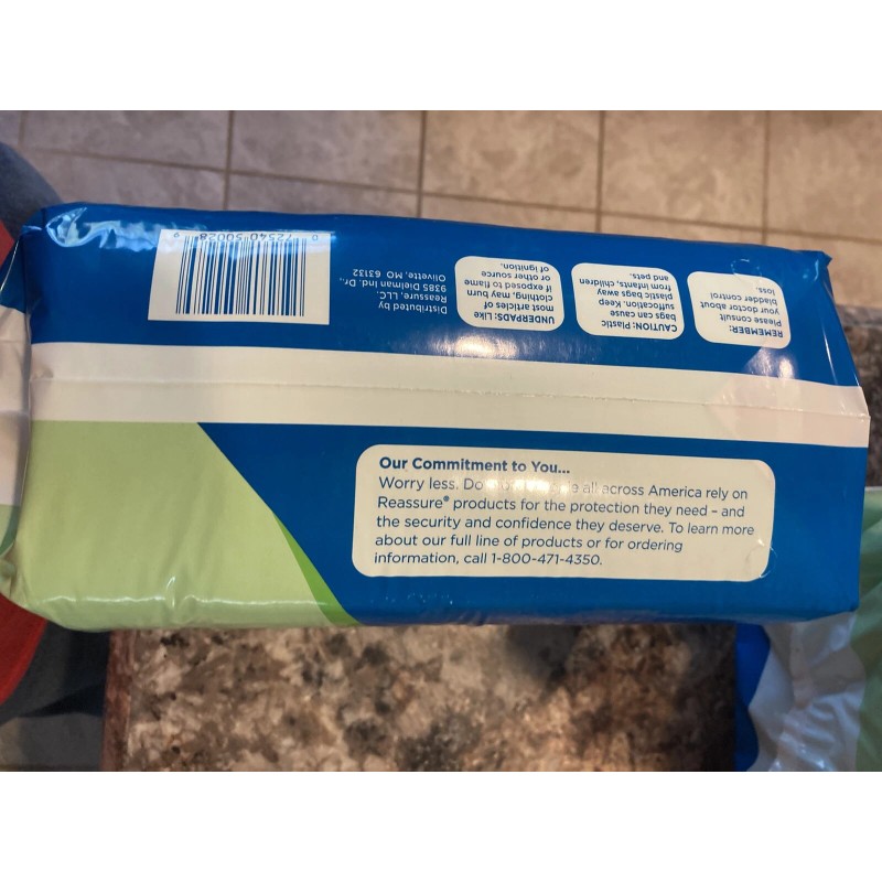 Reassure Underpads 23” X 36”, 15 Count, Standard Protection Level