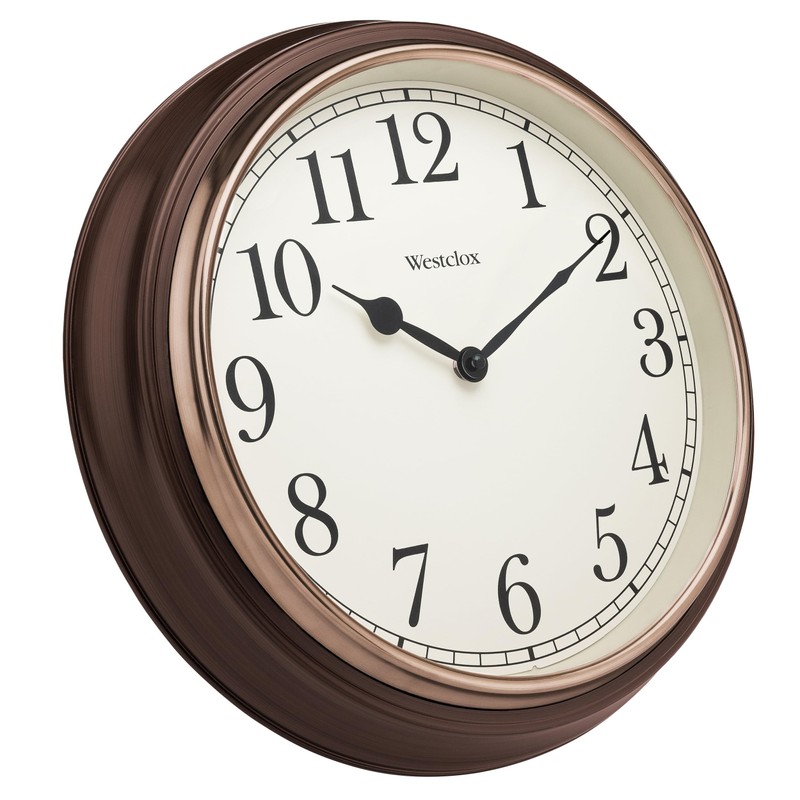 Westclox Round Woodgrain Clock, 15.5-Inch, Dark